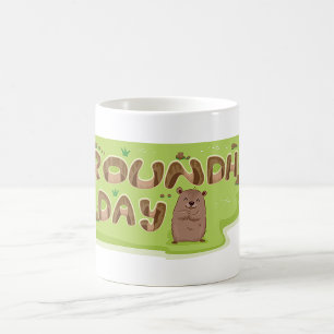 Groundhog Day Wood Lettering Coffee Mug