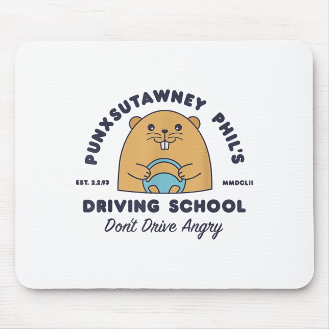 Groundhog Driving School Funny Men Women Retro Rod Mouse Mat (Front)