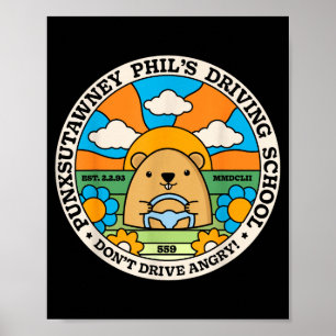 Groundhog Driving School Funny Men Women Retro Rod Poster