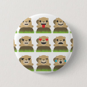 groundhog emojis 6 cm round badge