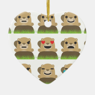 groundhog emojis ceramic tree decoration