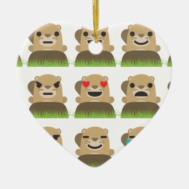 groundhog emojis ceramic tree decoration (Front)