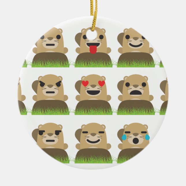 groundhog emojis ceramic tree decoration (Front)