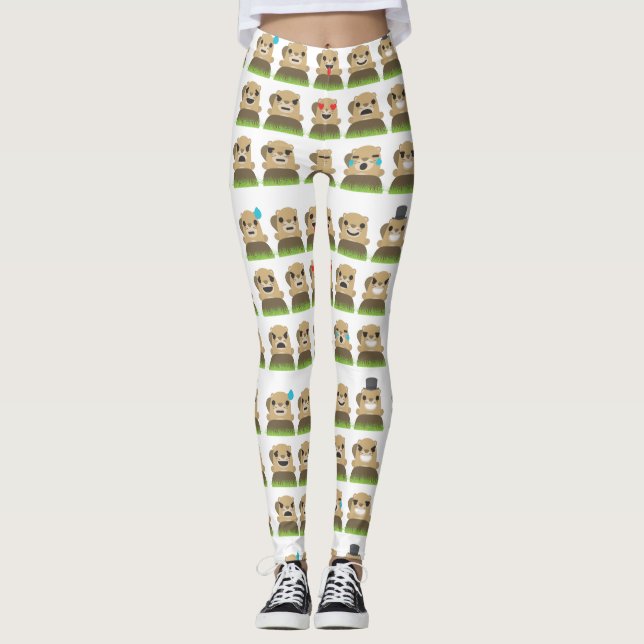 groundhog emojis leggings (Front)