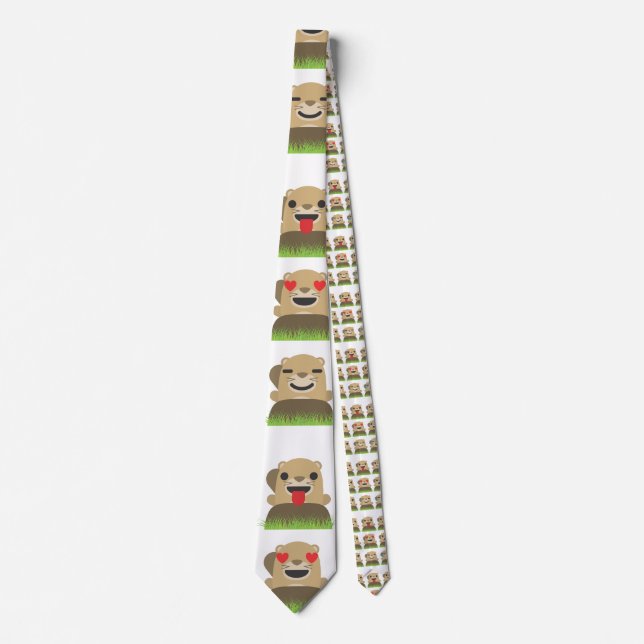 groundhog emojis menswear mens necktie neck tie (Front)