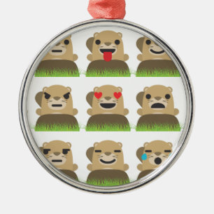 groundhog emojis metal tree decoration