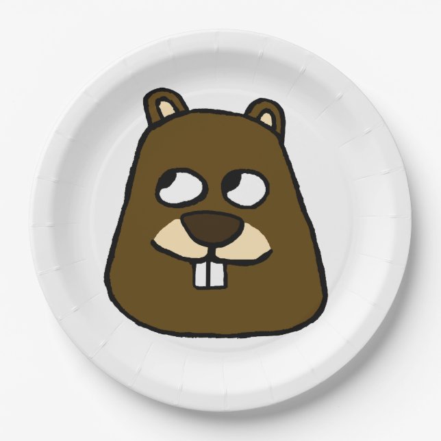 Groundhog Face Paper Plate (Front)
