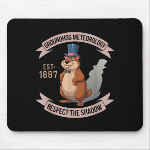 Groundhog Funny Uni Adults Kids Black Short Sleeve Mouse Mat