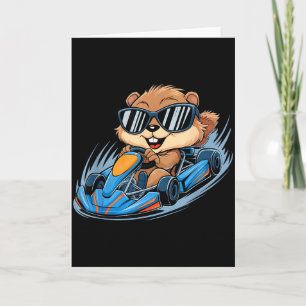 Groundhog Go-kart Racing Happy Groundhog Day Boys Card