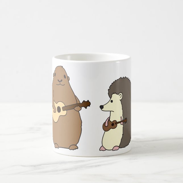 Groundhog, Hedgehog, and Ukuleles Mug (Center)