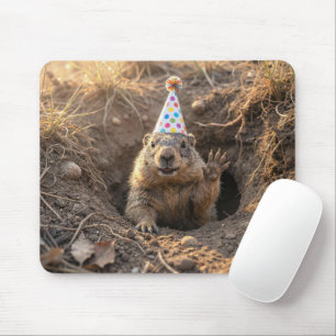 Groundhog In a Birthday Party Hat Mouse Mat