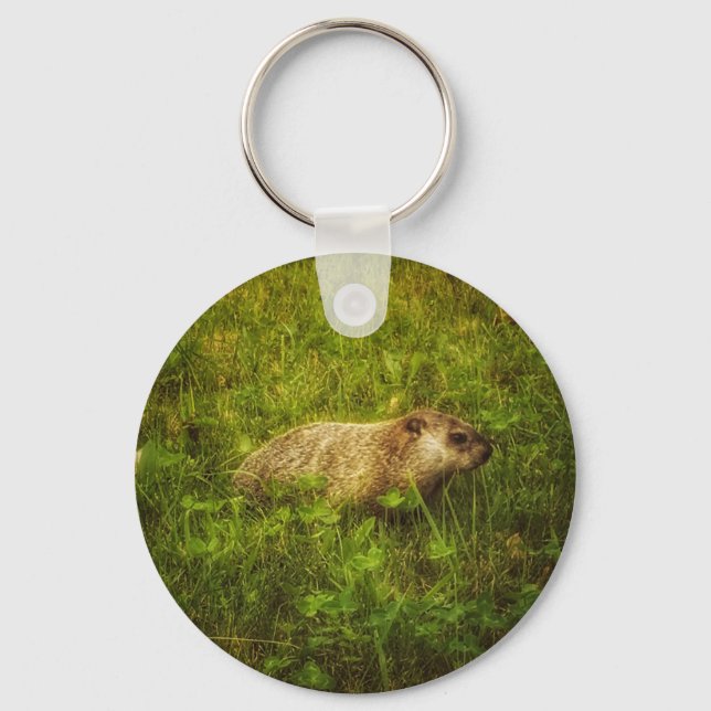 Groundhog in a field keychain (Front)