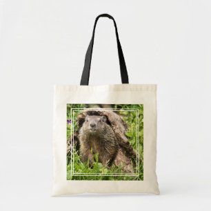 Groundhog in a Hollow Log Tote Bag