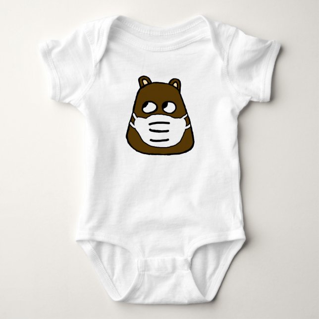 Groundhog in Face Mask Baby Bodysuit (Front)