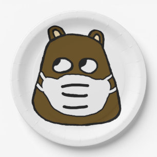 Groundhog in Face Mask Paper Plate