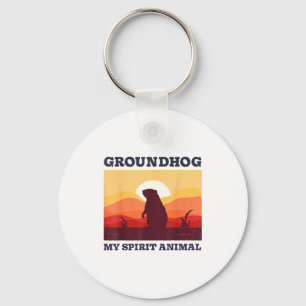 Groundhog Is My Spirit Animal Funny Men Retro Vint Key Ring