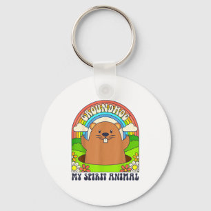Groundhog Is My Spirit Animal Funny Retro Vintage Key Ring