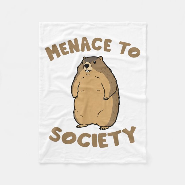 Groundhog Lover Wildlife Animal Groundhog Menace T Fleece Blanket (Front)