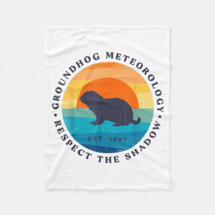 Groundhog Meteorology Est 1887 Respect Shadow Retr Fleece Blanket