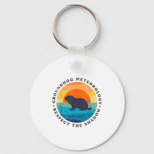 Groundhog Meteorology Est 1887 Respect Shadow Retr Key Ring