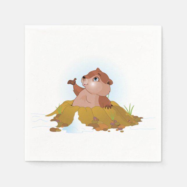 Groundhog Paper Napkins (Front)