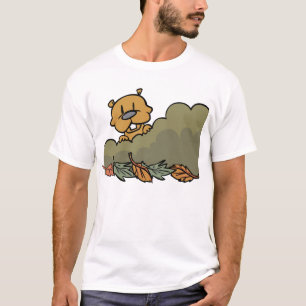 Groundhog Peeking Through Autumn Bushes T-Shirt