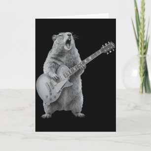 Groundhog Playing Guitar Rock Happy Groundhog Day Card