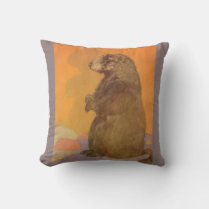 groundhog print cushion