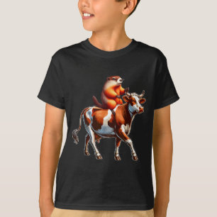 Groundhog Riding Cow Costume Family Kids Toddler T-Shirt