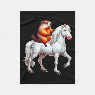Groundhog Riding Horse Costume Family Kids Toddler Fleece Blanket