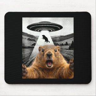 Groundhog Selfie With Alien Ufo Humor Men Women Ki Mouse Mat