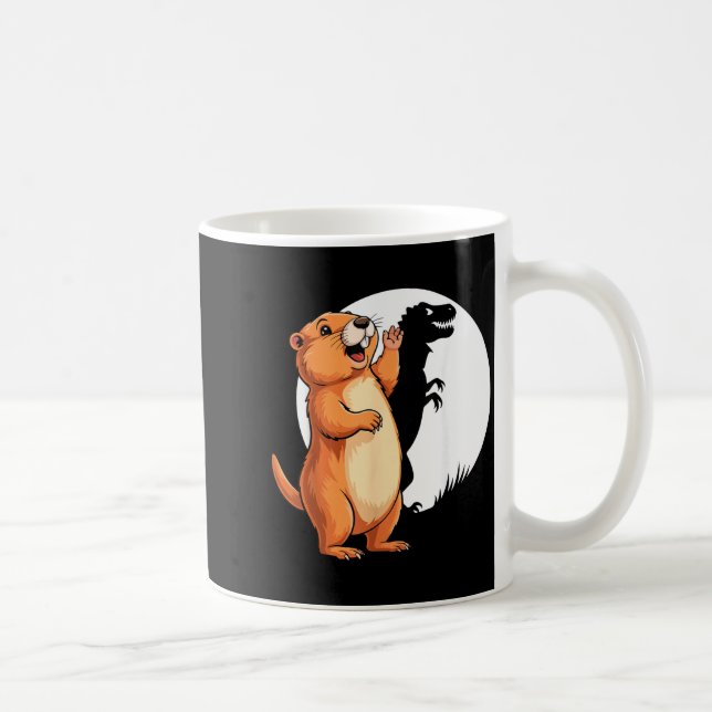 Groundhog Shadow Dinosaur Funny Puppet Happy Groun Coffee Mug (Right)