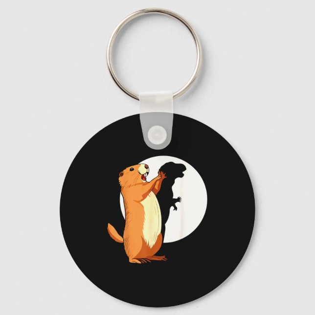 Groundhog Shadow Dinosaur Funny Puppet Happy Groun Key Ring (Front)