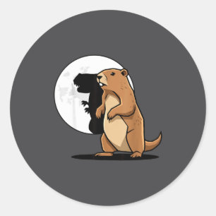 Groundhog Shadow Dinosaur Puppet Happy Groundhog D Classic Round Sticker