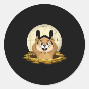 Groundhog Shadow Funny Puppet Happy Groundhog Day  Classic Round Sticker