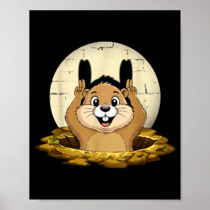Groundhog Shadow Funny Puppet Happy Groundhog Day Poster