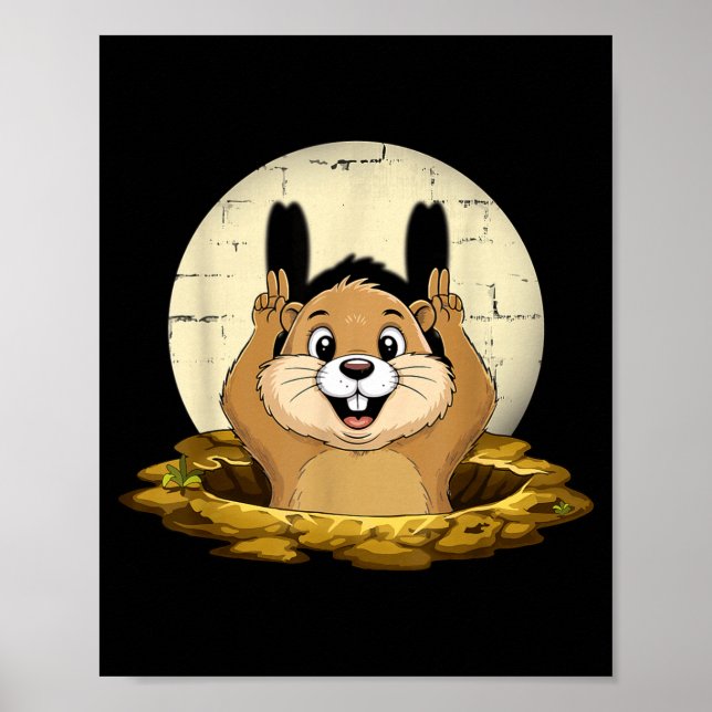Groundhog Shadow Funny Puppet Happy Groundhog Day  Poster (Front)