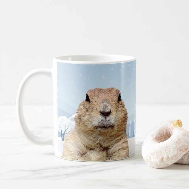 Groundhog Snow Day Coffee Mug (With Donut)