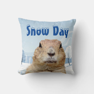 Groundhog Snow Day Cushion