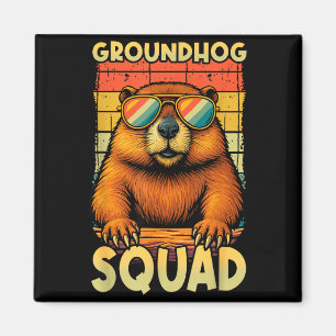 Groundhog Squad Happy Groundhog Day Retro Vintage  Magnet