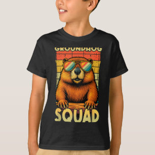 Groundhog Squad Happy Groundhog Day Retro Vintage T-Shirt