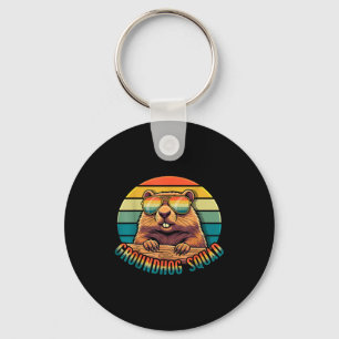 Groundhog Squad Retro Happy Groundhog Day Vintage  Key Ring