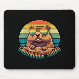Groundhog Squad Retro Happy Groundhog Day Vintage Mouse Mat