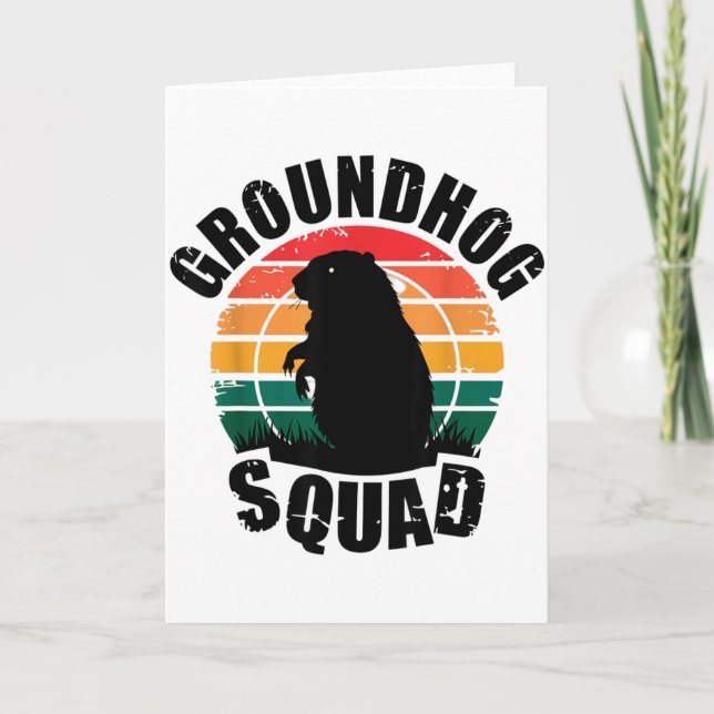 Groundhog Squad Retro Sunset Style  Card (Front)