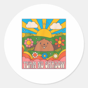 Groundhog Team No Shadow Funny Men Women Retro 60s Classic Round Sticker