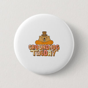 Groundhog Twoday Retro Vintage Funny Animal Pun Me 6 Cm Round Badge