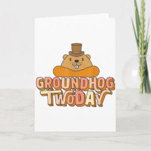 Groundhog Twoday Retro Vintage Funny Animal Pun Me Card