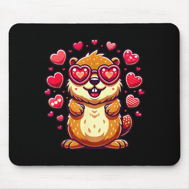 Groundhog Valentines Day Animal Lovers _4  Mouse Mat (Front)