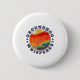 Groundhog Whisperer Retro Vintage Woodchuck Animal 6 Cm Round Badge