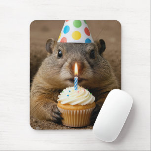 Groundhog With a Birthday Cupcake Mouse Mat